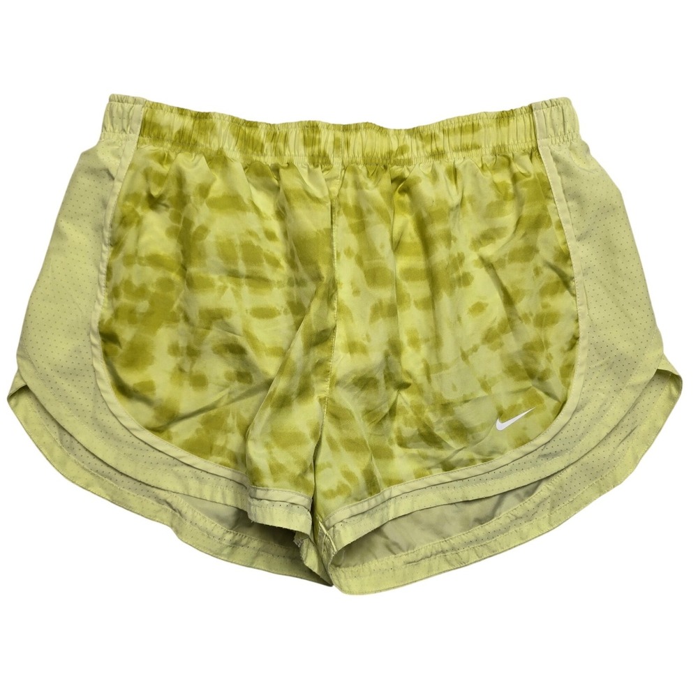Nike Dri-FIT Tempo Running Shorts Tie Dye Yellow Green Womens XL Workout